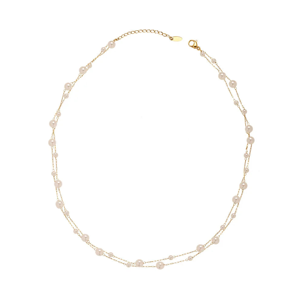 Colar Duplo Pérolas Glamorosas