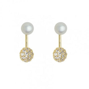 Brinco Pérola Dupla Ouro Amarelo 18K