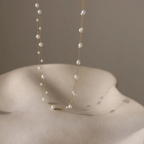 Colar Duplo Pérolas Glamorosas